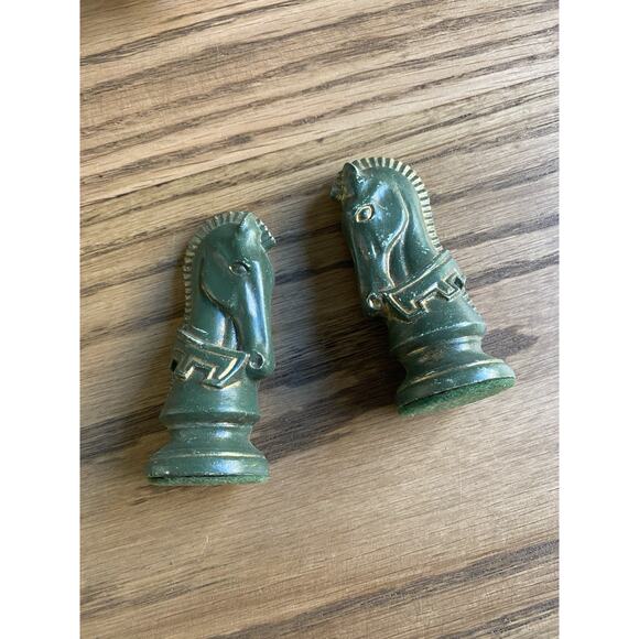 Vintage Midcentury Medieval Duncan Ceramic Hand Painted Chess Pieces Knights - Picture 1 of 4